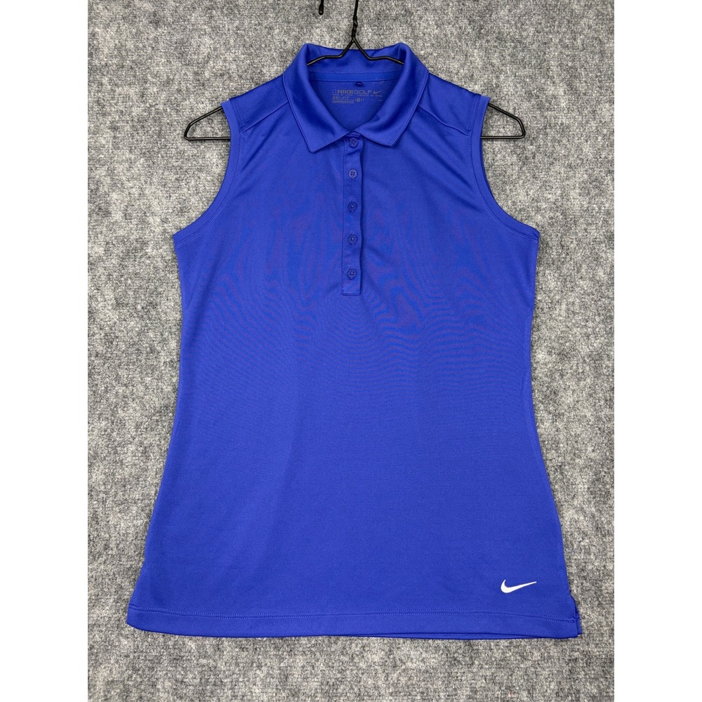 Nike Golf Dri-FIT Sleeveless Polo Shirt Royal Blue Women Small Sportswear